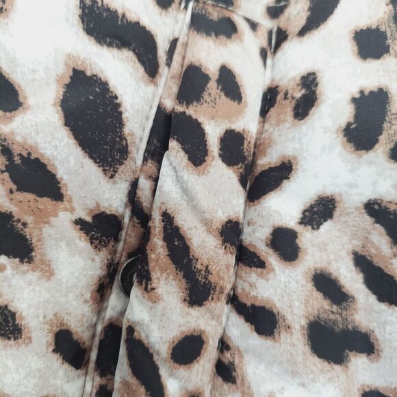 GB Puffer Jacket Size Small Animal Print Leopard Pockets Zip - Picture 6 of 9